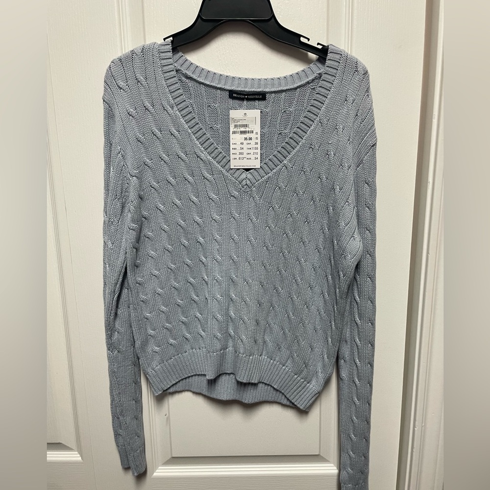 Brandy Melville Soft Gray V-Neck Sweater